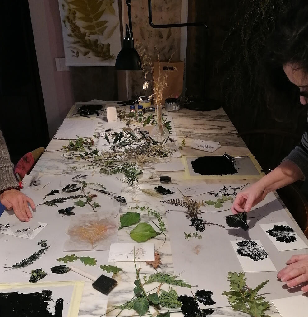 Botanical card printing workshop